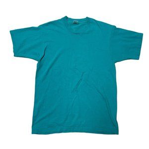 Vintage 90s Fruit Of The Loom Men's Black Teal Single Stitch Tee T-Shirt Large